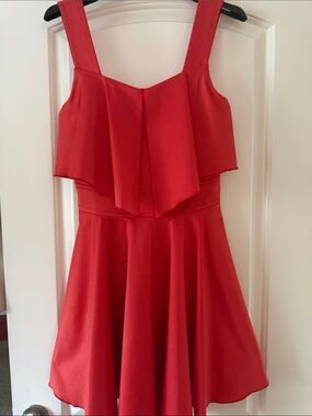 icb Red Ruffle-Front Mini Dress with Wide Straps size 4